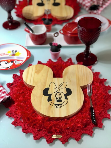 Tábua Bandeja Mickey & Minnie Madeira Pinus - PAR