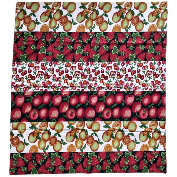 Tecido Faixas de Frutas - Morango - Laranja -cereja