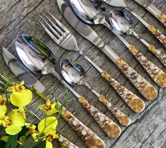 Talheres MESA Bordado Cristal - Faqueiro 24 peças