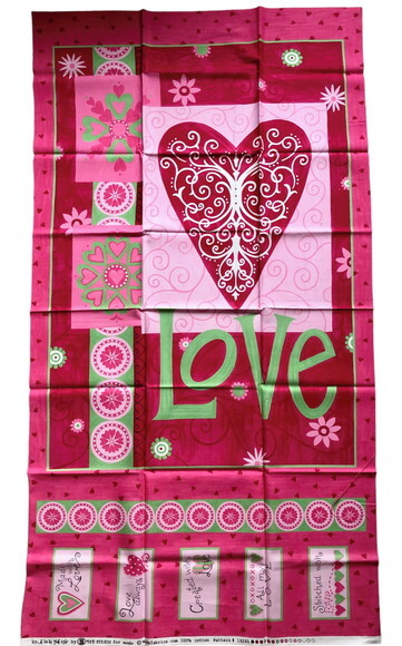 Tecido Importado Patchwork - Painel Love