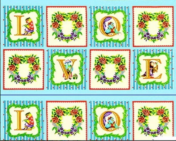 Tecido Painel Importado Patchwork - Love