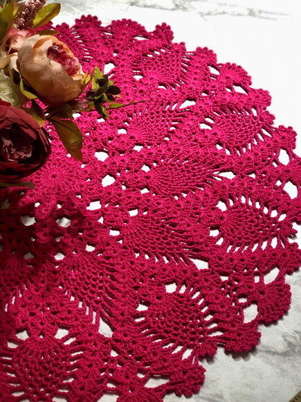 Toalha - Centro de Mesa Croche Abacaxi Pink