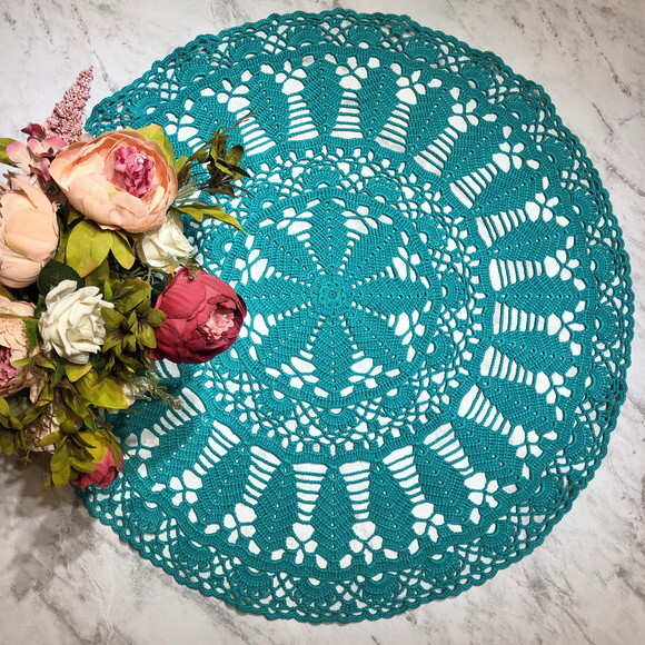 Toalha - Centro de Mesa Folhas Croche Verde Tif