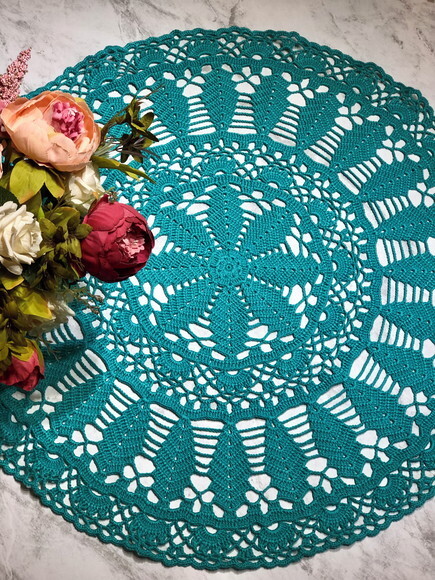 Toalha - Centro de Mesa Folhas Croche Verde Tif