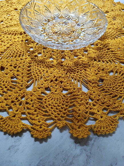 Toalha - Centro Mesa Croche Abacaxi Amarelo Sol