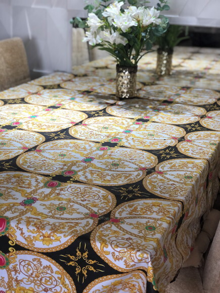 Toalha de Mesa Correntes em Tricoline - 1,70cm x 1,45cm