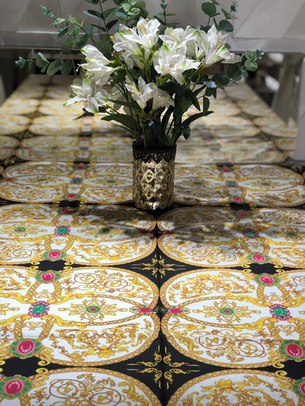 Toalha de Mesa Correntes em Tricoline - 1,70cm x 1,45cm