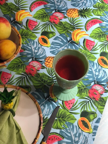 Trilho /caminho Mesa Tricoline Frutas Tropical *valor Par*