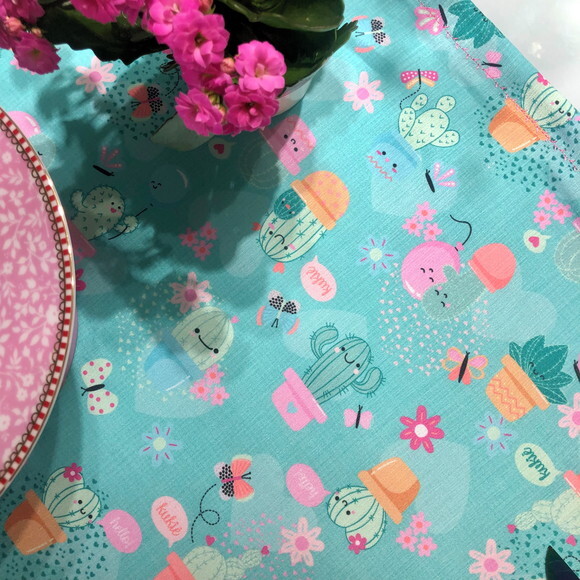 Trilho de Mesa Crepe Cactos - Caminho de Mesa