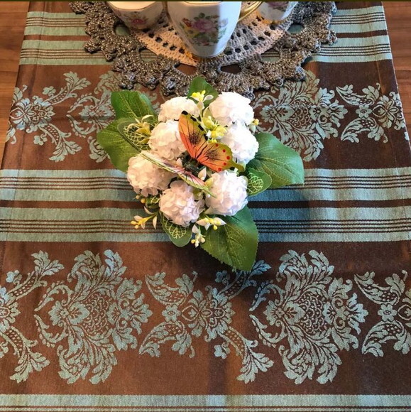 Trilho Mesa - Caminho Mesa Jacquard Medalhão Adamascado Par