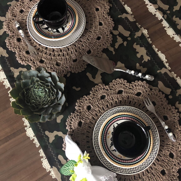 Trilho Mesa Camuflado Militar - Caminho Mesa - Tête-a-tête
