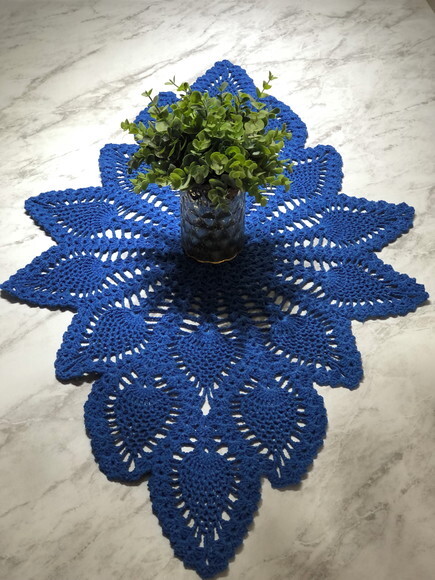 Trilho Mesa Crochê Azul Bic Abacaxi Caminho Centro Mesa