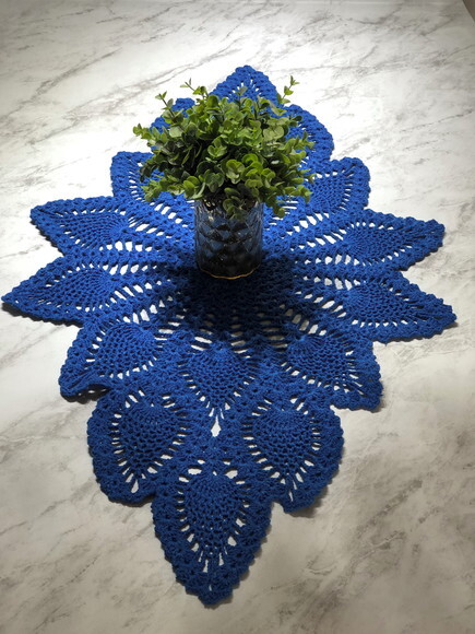 Trilho Mesa Crochê Azul Bic Abacaxi Caminho Centro Mesa