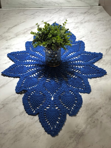 Trilho Mesa Crochê Azul Bic Abacaxi Caminho Centro Mesa