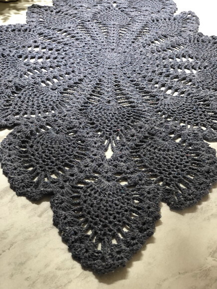 Trilho Mesa Crochê Jeans Abacaxi Caminho Centro Mesa