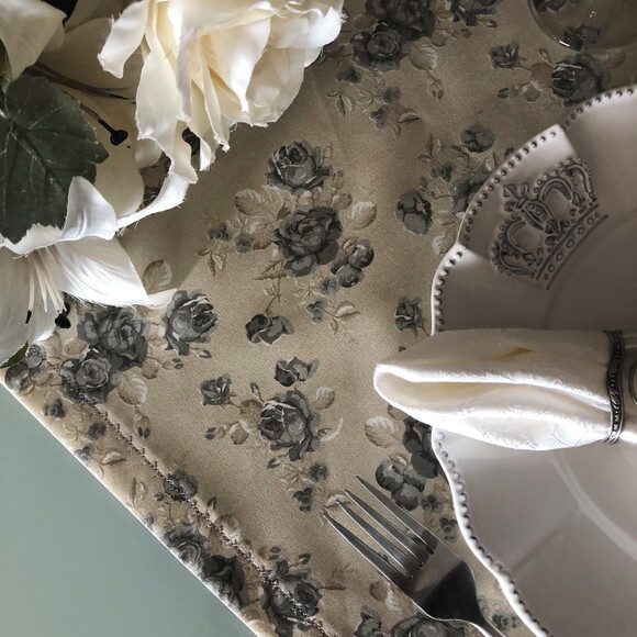 Trilho Mesa Easy Clean - Caminho Mesa - Floral Rosas