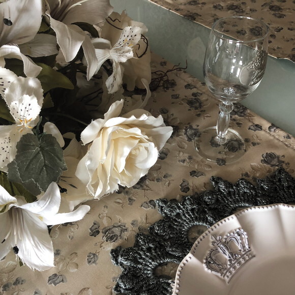 Trilho Mesa Easy Clean - Caminho Mesa - Floral Rosas