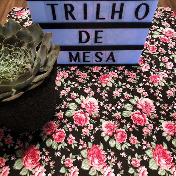 Trilho Mesa Tricoline Rosas - Caminho Mesa *valor do Par*