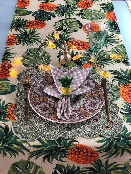 Trilho/caminho Mesa Jacquard Abacaxi *valor do Par*