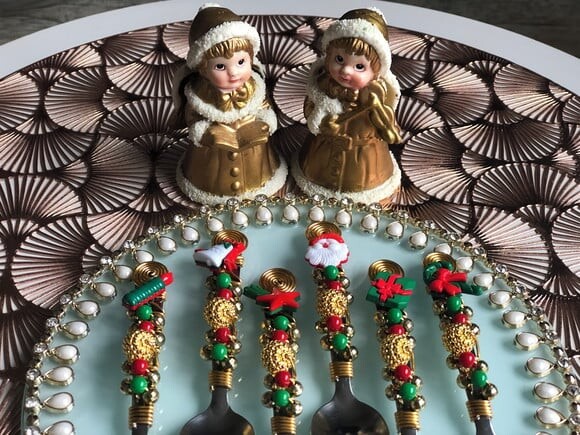 Colher Chá Bordada Ceia Natal - Talheres Bordados - Mod.02