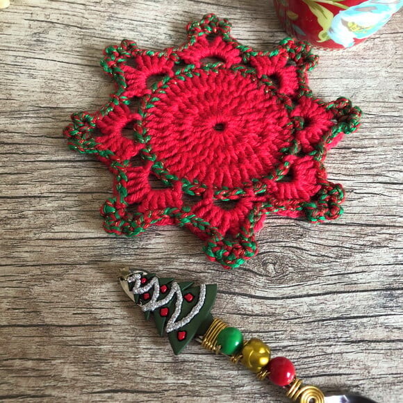 Descanso de Xícara - Porta Copos Croche Natal