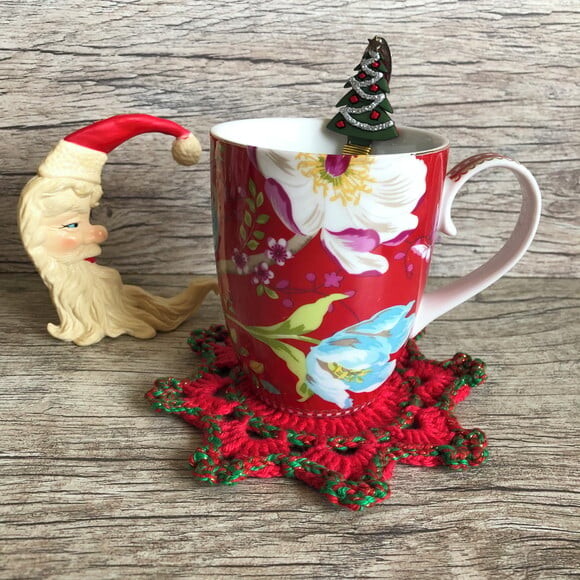 Descanso de Xícara - Porta Copos Croche Natal