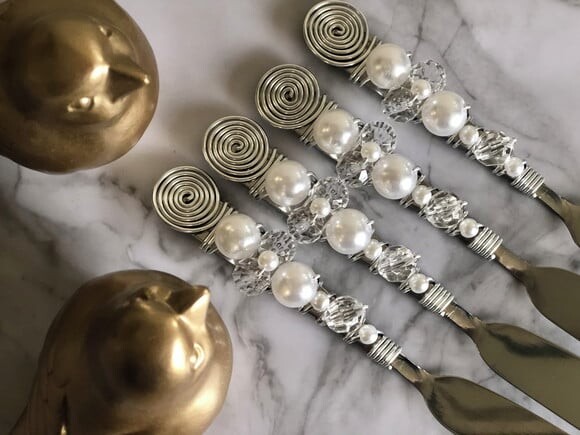 Espátula Bordada Cristal - Patê, Manteiga e Geléia - 4 Pçs