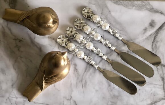 Espátula Bordada Cristal - Patê, Manteiga e Geléia - 4 Pçs