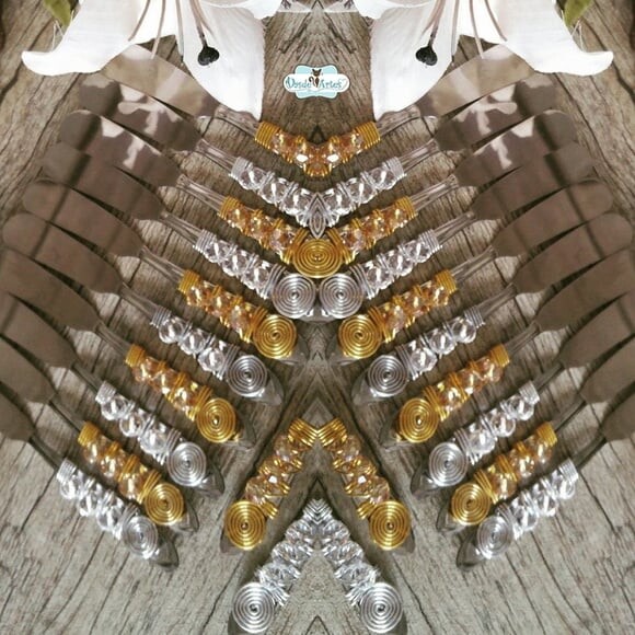 Espátula Bordada Patê Manteiga Cristal Champagnhe - 4 Peças