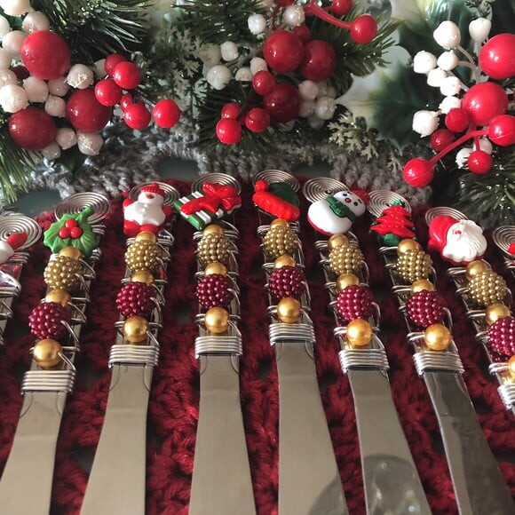 Faqueiro Talheres Mesa Bordado Tema Natal 24 Pçs - Mod.4