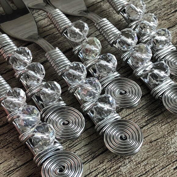 Garfinhos Bordados em Cristal Petiscos - Talheres Bordados