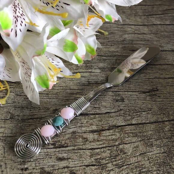 Petisqueira Coração Porcelana com Espátula Bordada