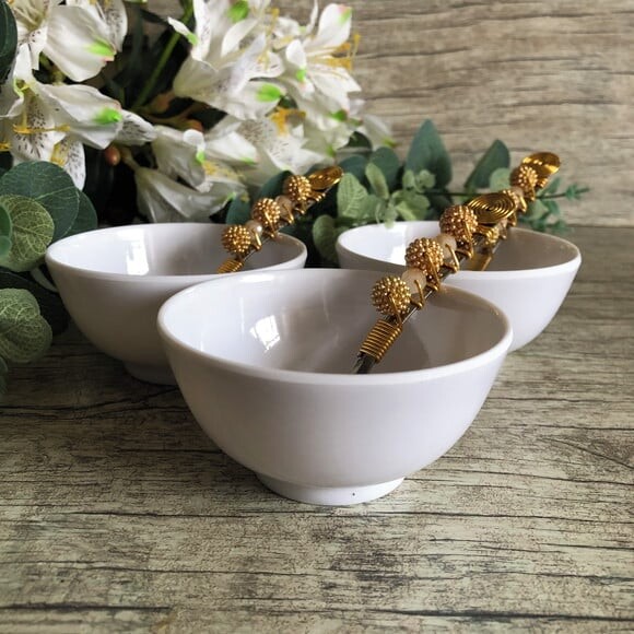 Petisqueira Redonda Molheira Colheres Bordadas - 3 Unid. G