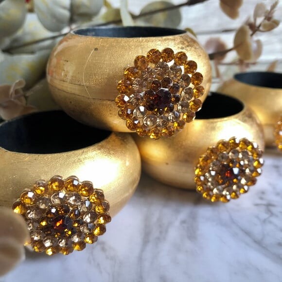 Porta Guardanapo Glamour com Strass - 4 Unid.