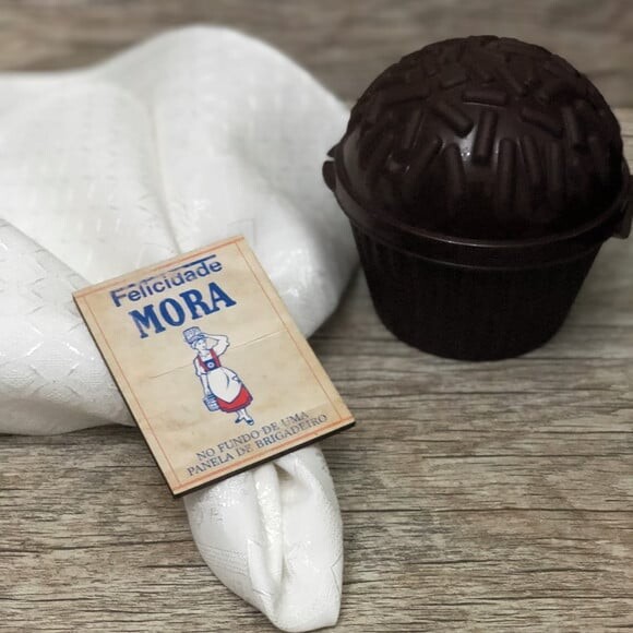 Porta Guardanapo mdf Felicidade Mora... Brigadeiro! - 4 Unid