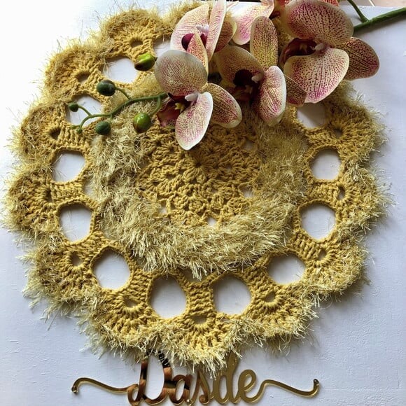 Sousplat Americano Croche Amarelo com Textura Fabuloso - Par