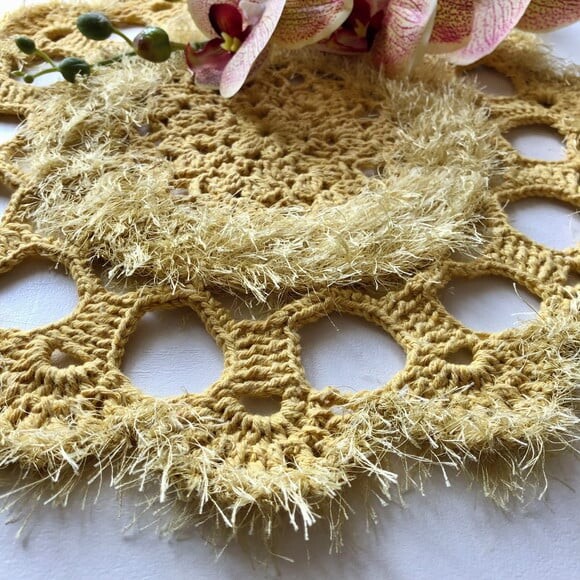 Sousplat Americano Croche Amarelo com Textura Fabuloso - Par