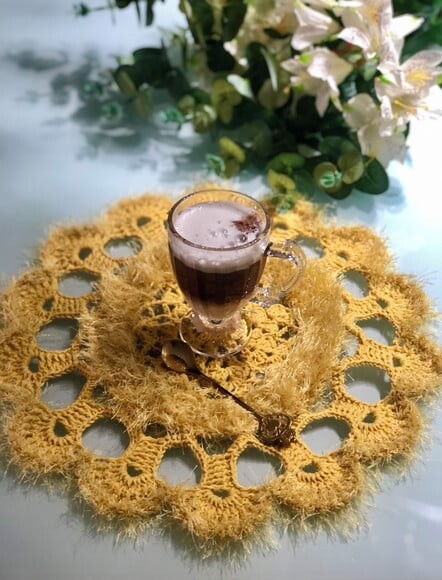 Sousplat Americano Croche Amarelo com Textura Fabuloso - Par
