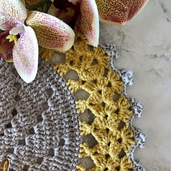 Sousplat Americano Croche Amarelo & Cinza *par*