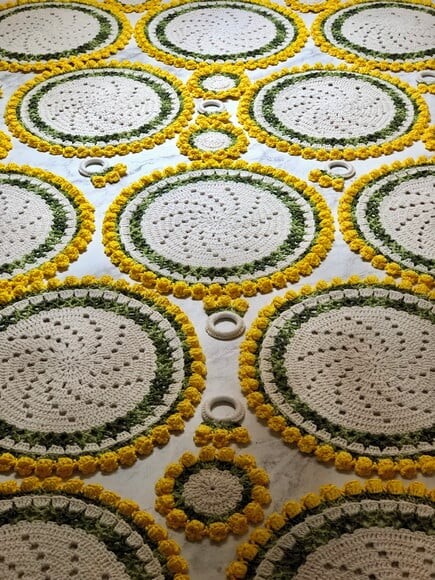 Sousplat Americano Croche Boho Barroco Tulipa Amarelo *par*