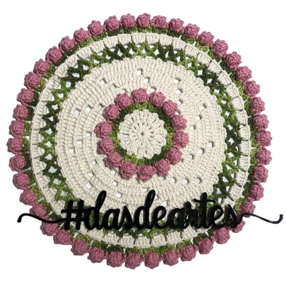 Sousplat Americano Croche Boho Barroco Tulipa Rosa *par*