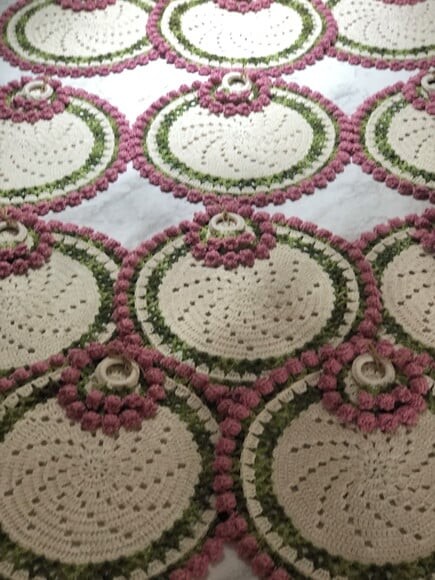 Sousplat Americano Croche Boho Barroco Tulipa Rosa *par*