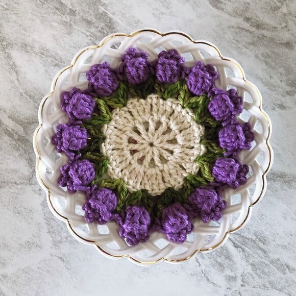 Sousplat Americano Croche Boho Lavanda Barroco Tulipa *par*