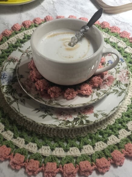 Sousplat Americano Croche Tulipa Coral