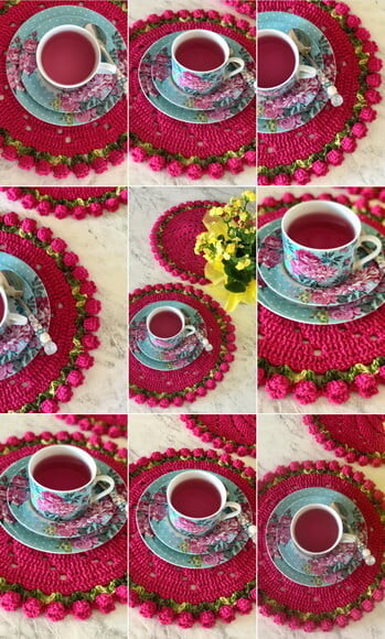 Sousplat Americano Croche Tulipa Pink