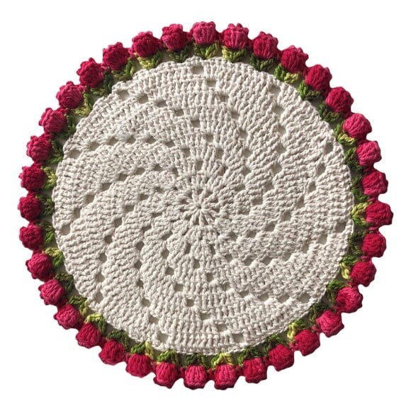Sousplat Americano Croche Tulipa Vermelho Mescla