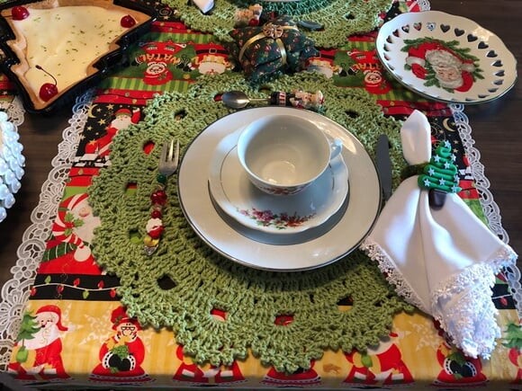 Sousplat Americano Croche Verde Claro Natal