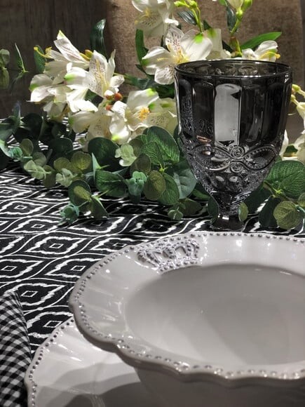 Trilho / Caminho Mesa Jacquard Preto Branco *valor do Par*