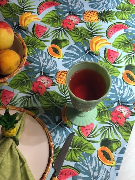 Trilho /caminho Mesa Tricoline Frutas Tropical *valor Par*