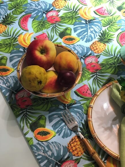 Trilho /caminho Mesa Tricoline Frutas Tropical *valor Par*